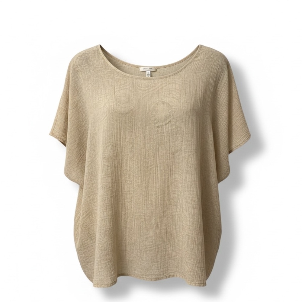 Sonoma XL Lightweight Cream Beige  Short Sleeve Boxy Blouse with Subtle Patte